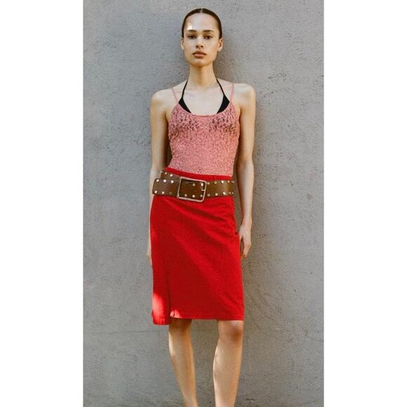 NWT ASYMMETRIC RED SKIRT - Picture 2 of 8